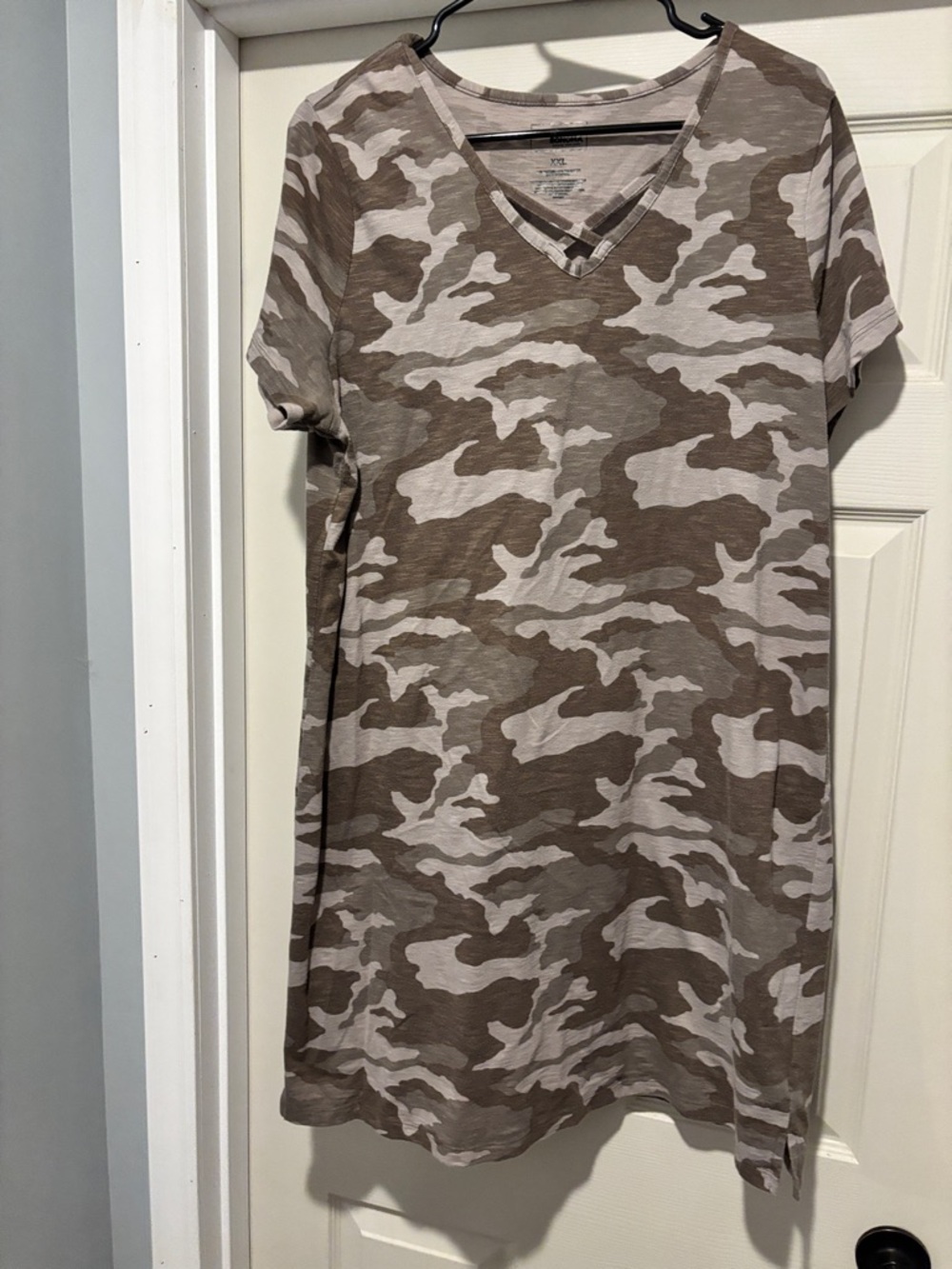 Sonoma Neutral Camo V-Neck Tunic Top - Taupe & Cream size XXL